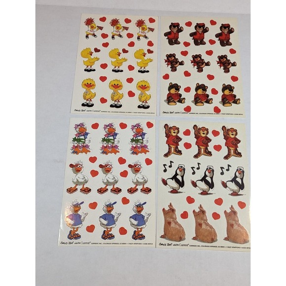 1980s Suzy's Zoo 4 Sheets Unused Current Inc 80s sticker books vintage Stafford - Picture 1 of 7
